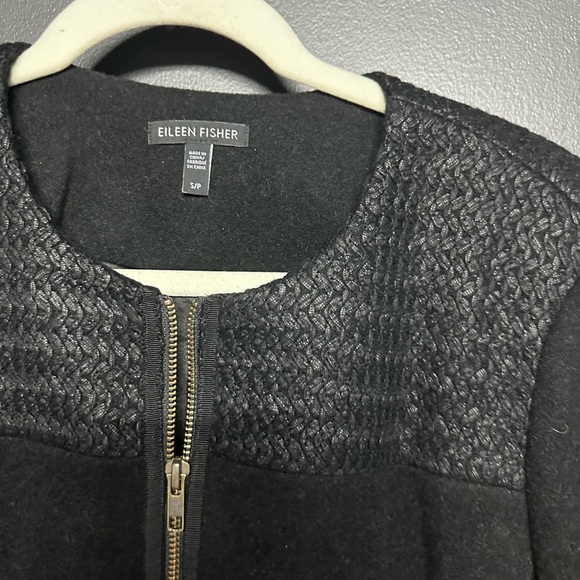 Eileen Fisher Raffia Wool Weave Jacket Black S - Picture 5 of 7